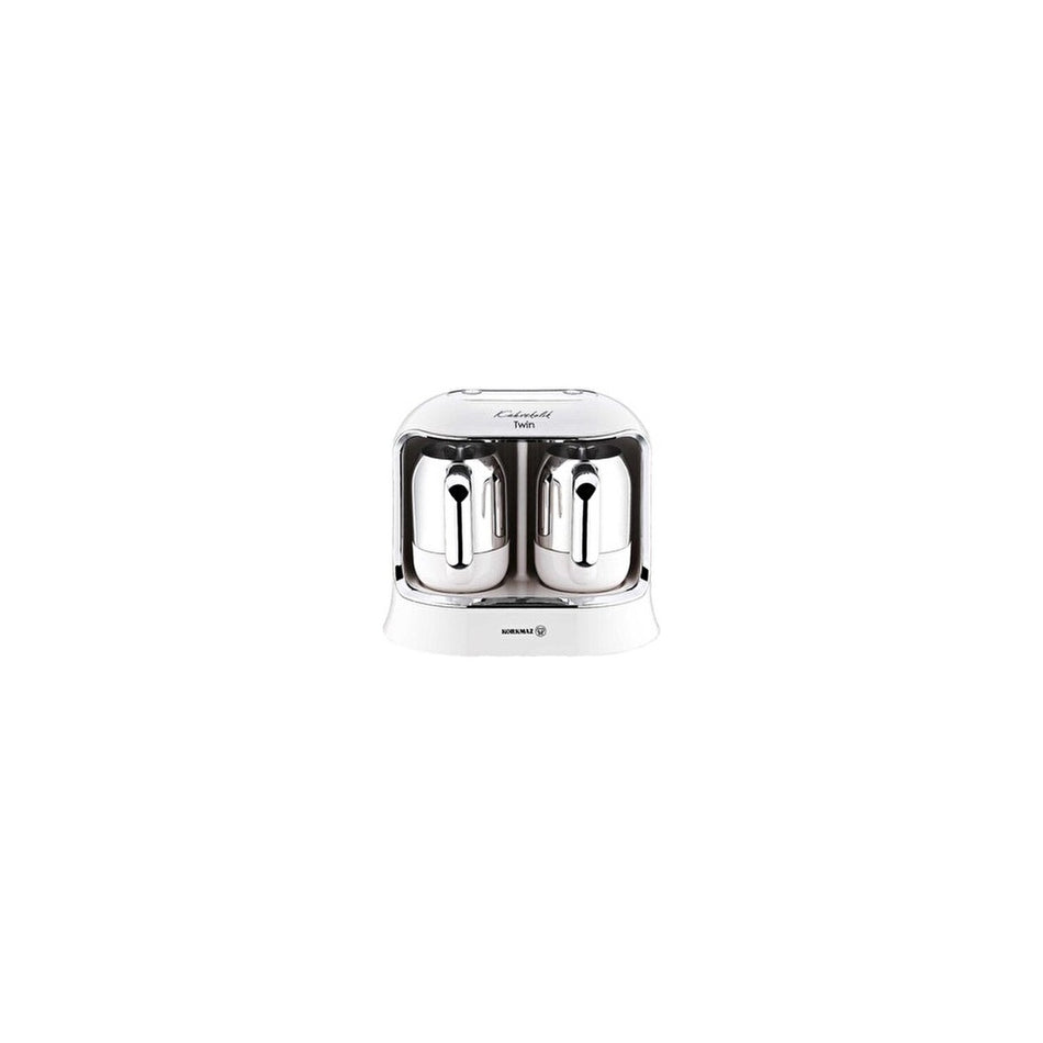Korkmaz Kahvekolik Twin A861-08 Coffee Maker, Vanilla and Chrome - MALLTURK