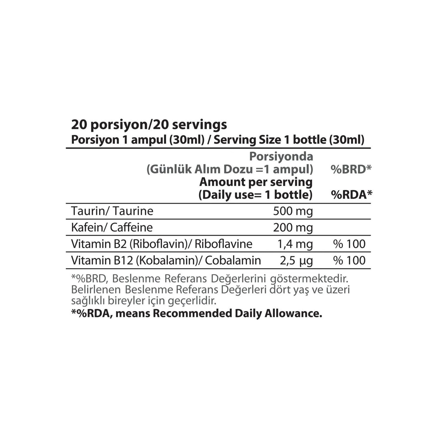 Hardline Nutrition Caffeine 200 mg Liquid, 20 Bottles (30 ml), Lemon Flavored - MALLTURK