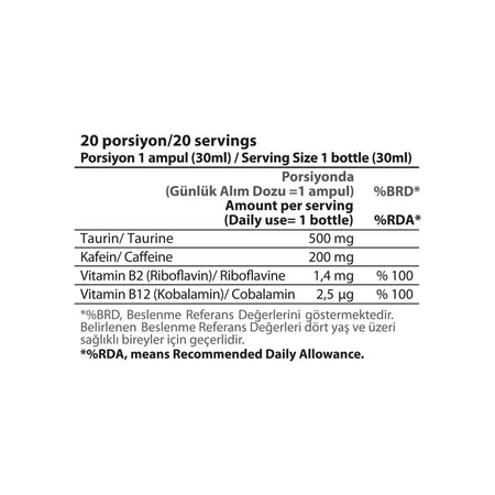 Hardline Nutrition Caffeine 200 mg Liquid, 20 Bottles (30 ml), Lemon Flavored - MALLTURK