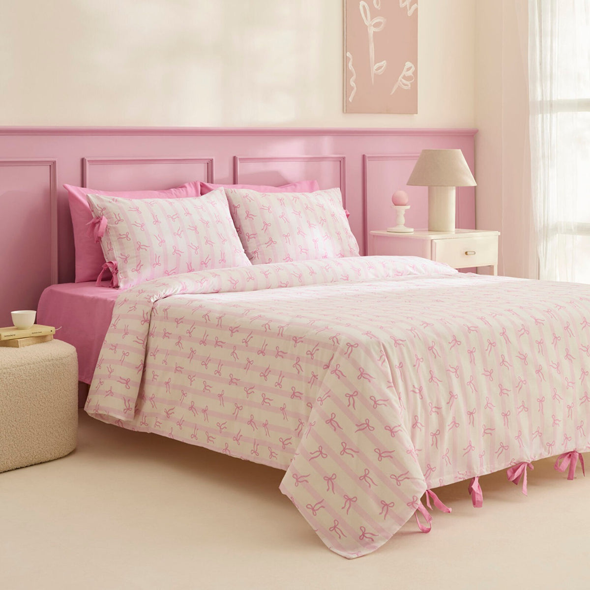 Karaca Home Ribelle %100 Cotton Single Duvet Cover Set Pink - MALLTURK
