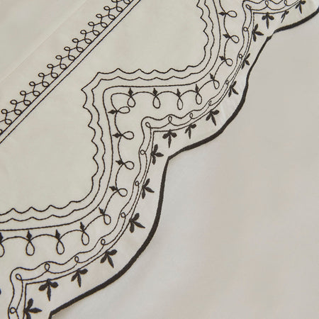 Karaca Home Orvin Double Embroidered Duvet Cover Set White - MALLTURK