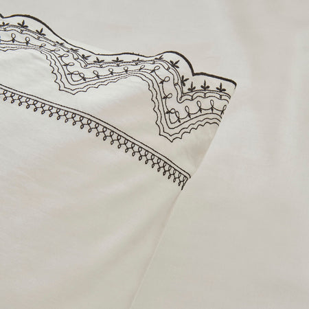 Karaca Home Orvin Double Embroidered Duvet Cover Set White - MALLTURK