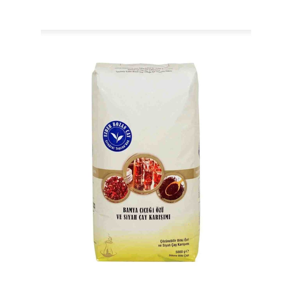Ezber Bozan tea 5000 g natural and additive-free Bamya Cicegi Ozlu black tea Karisimi - MALLTURK