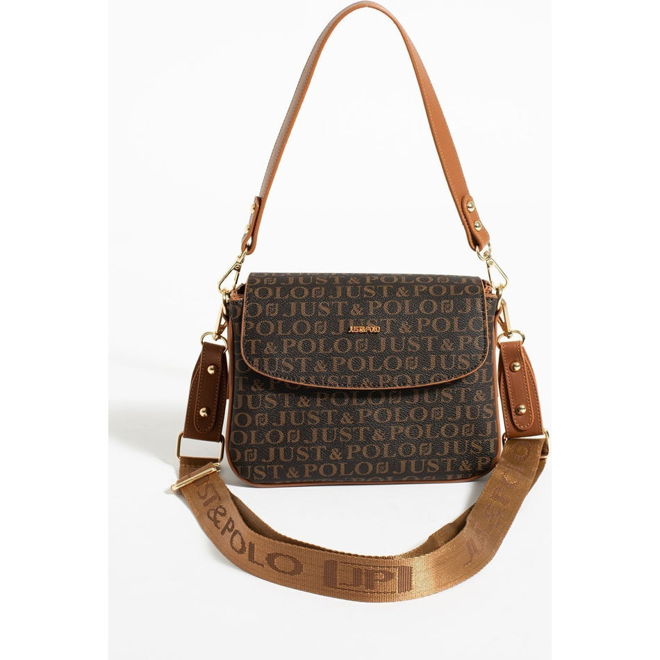Just Polo Brown 2-Compartment Women's Shoulder Bag Dimensions: Height 16 cm, Width 23 cm Fashion Bag - MALLTURK