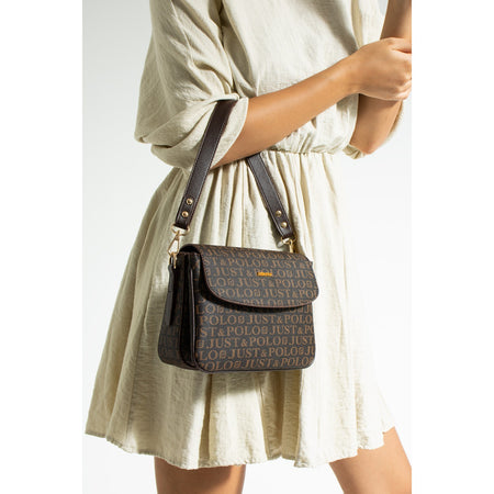 Just Polo Brown 2-Compartment Women's Shoulder Bag Dimensions: Height 16 cm, Width 23 cm Fashion Bag - MALLTURK
