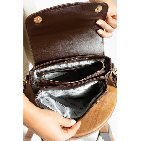 Just Polo Brown 2-Compartment Women's Shoulder Bag Dimensions: Height 16 cm, Width 23 cm Fashion Bag - MALLTURK