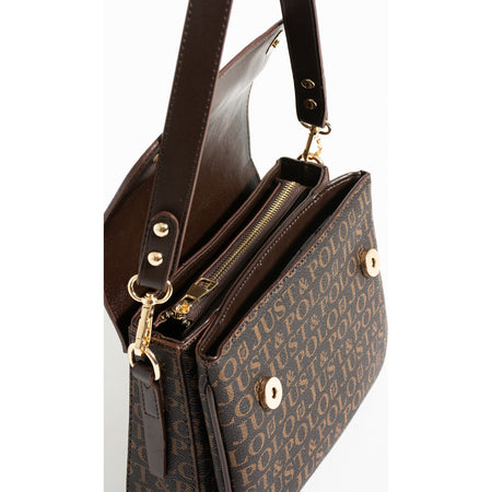 Just Polo Brown 2-Compartment Women's Shoulder Bag Dimensions: Height 16 cm, Width 23 cm Fashion Bag - MALLTURK