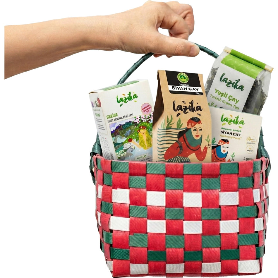 Lazika Iki Kisilik tea Seti - black tea 400 g, bergamot flavored Demlik bags, green tea 50 g, Sekine - MALLTURK