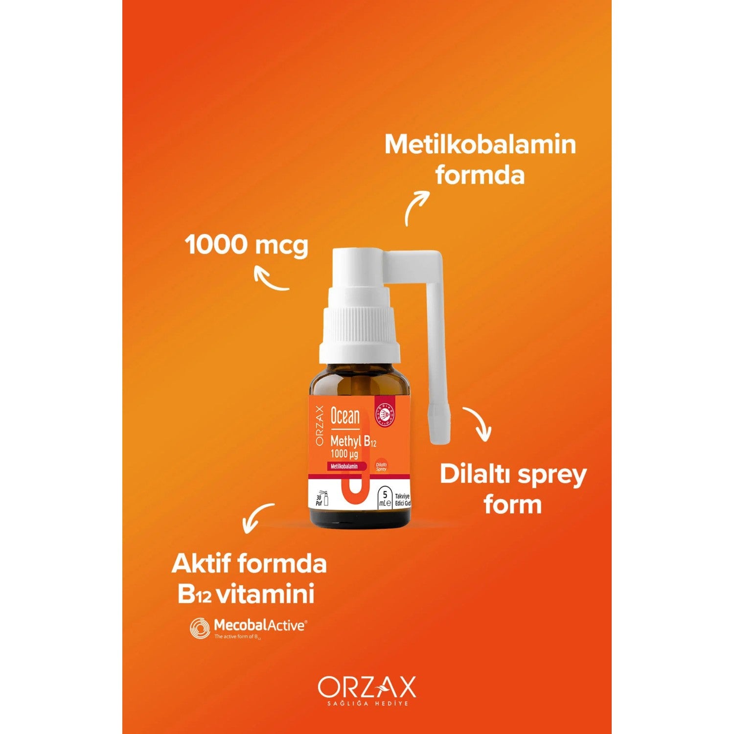 Orzax Ocean Methyl B12 1000 mcg 5 ml - MALLTURK