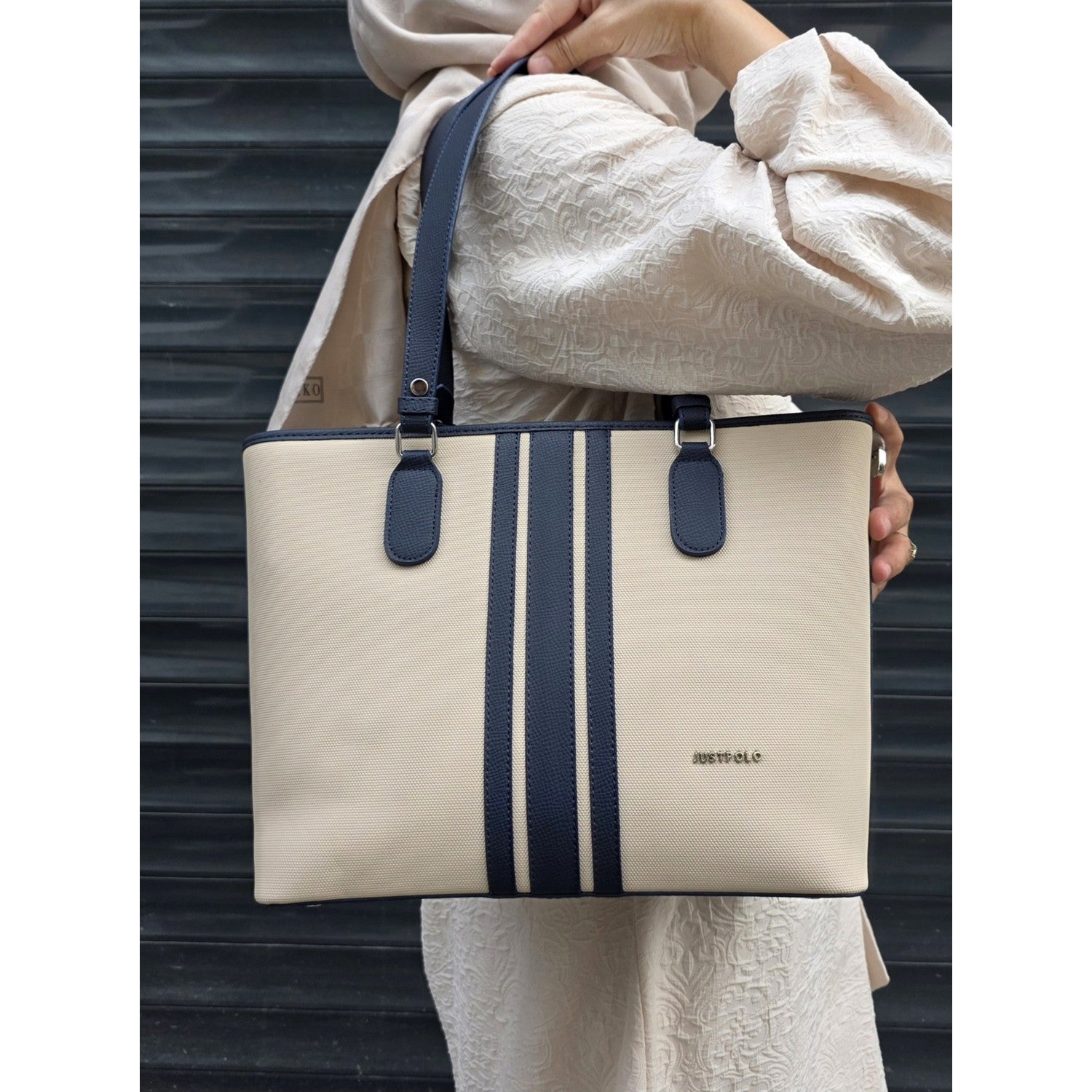 Just Polo JP Just Polo Women's Shoulder Bag Navy Blue - Stone - MALLTURK