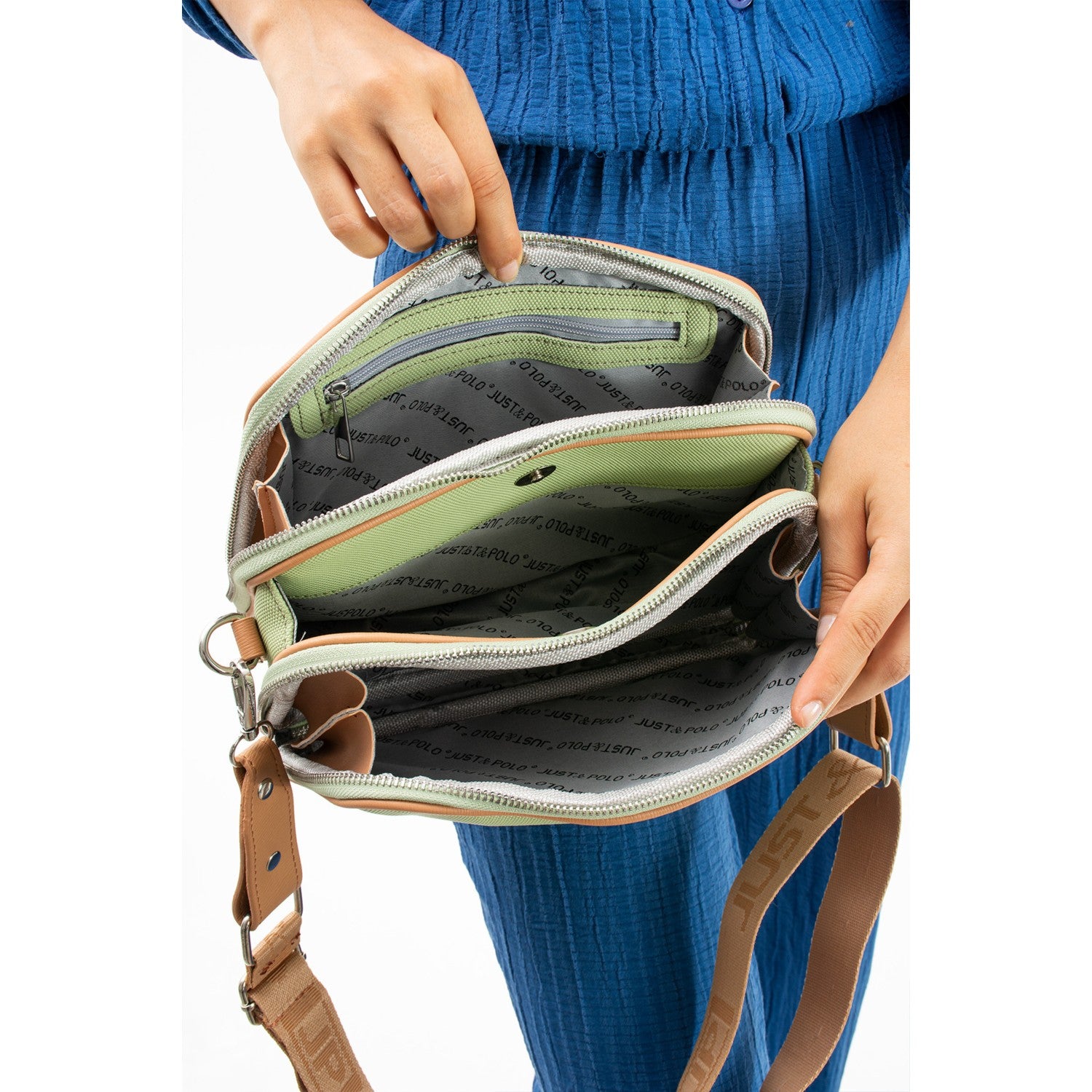Just Polo Women's Shoulder & Messenger Bag Dimensions: Height: 16 cm Width: 26 cm Pistachio Green - MALLTURK