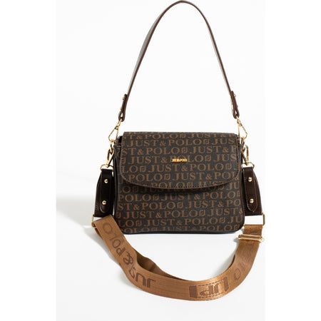 Just Polo Monogram Print Women's Hand and Shoulder Bag Brown - MALLTURK
