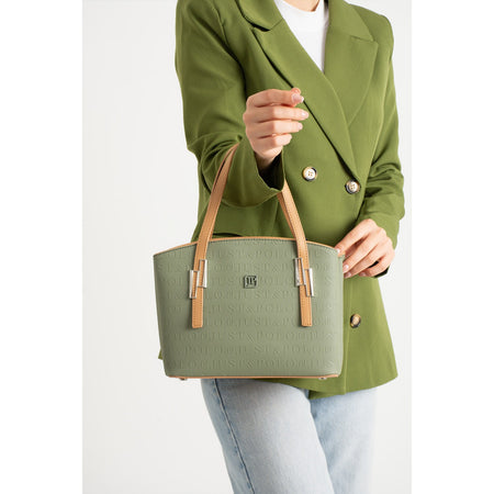 Just Polo Green Women's Embossed Zipper Closure Shoulder and Handbag with Long Adjustable Shoulder Strap Green - MALLTURK