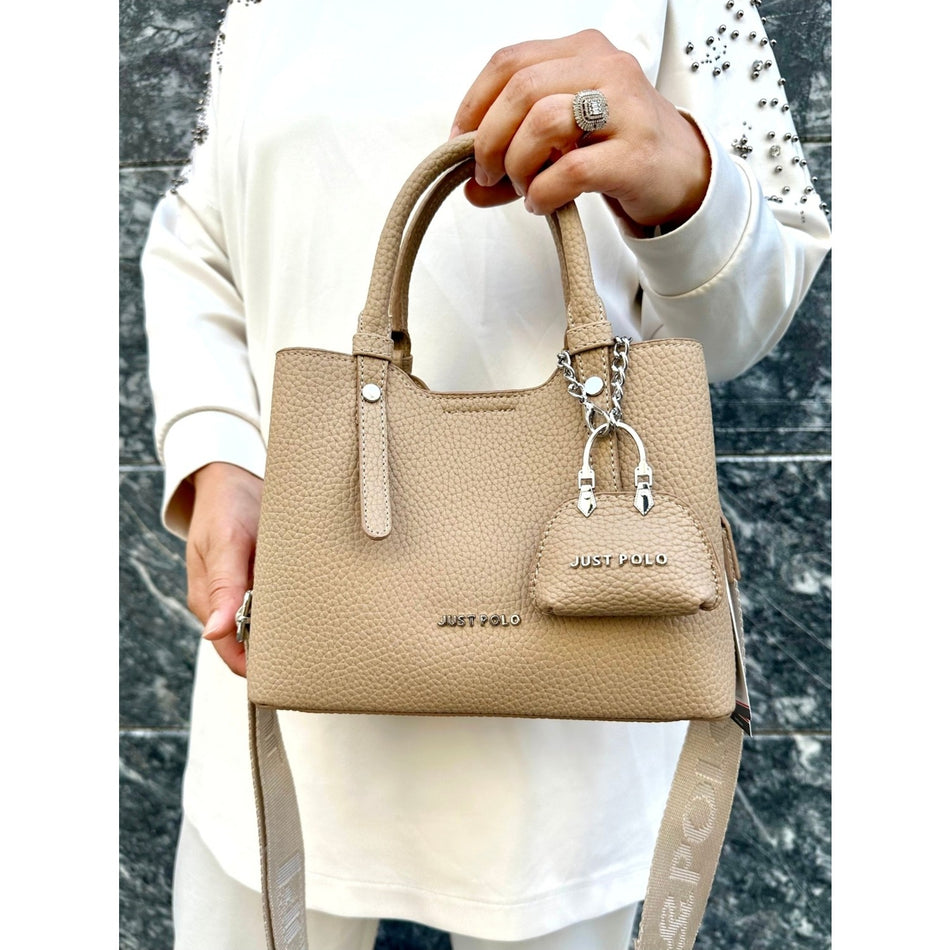 Just Polo Original Women's New Season 3-Compartment Luxury Soft Leather Adjustable Crossbody Stylish Shoulder Bag Mink - MALLTURK