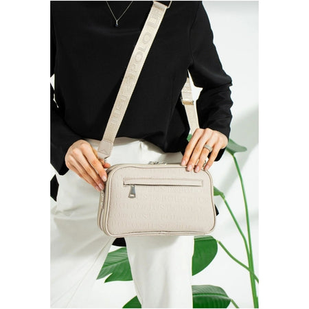 Just Polo Women's 3D Just & Polo Patterned Vegan Shoulder and Handbag 4023 Stone - MALLTURK