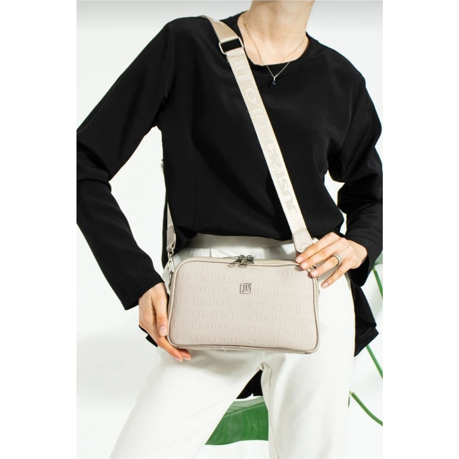 Just Polo Women's 3D Just & Polo Patterned Vegan Shoulder and Handbag 4023 Stone - MALLTURK