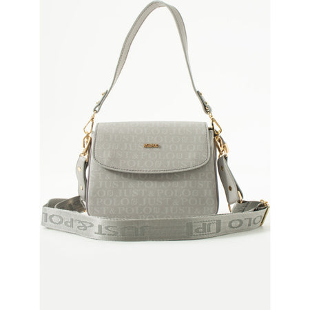 Just Polo Monogram Print Women's Hand and Shoulder Bag Gray - MALLTURK