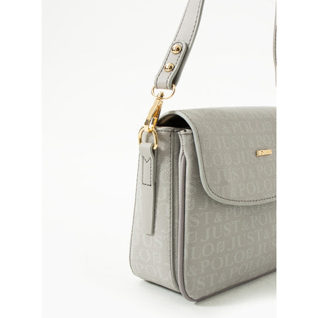 Just Polo Monogram Print Women's Hand and Shoulder Bag Gray - MALLTURK