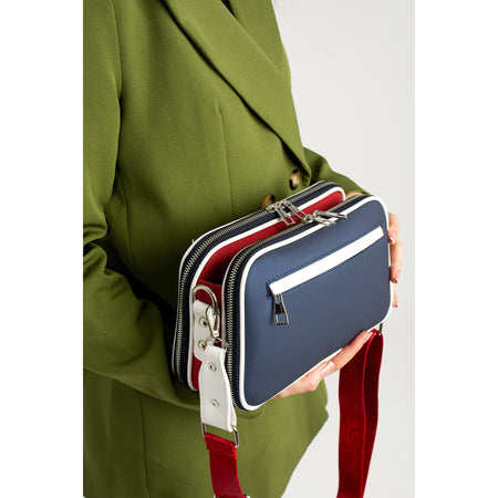 Just Polo Women's 3D Just & Polo Patterned Vegan Shoulder Bag Size: 16 x 26 cm Navy Blue - Tan - MALLTURK
