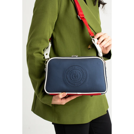 Just Polo Women's 3D Just & Polo Patterned Vegan Shoulder Bag Size: 16 x 26 cm Navy Blue - Tan - MALLTURK