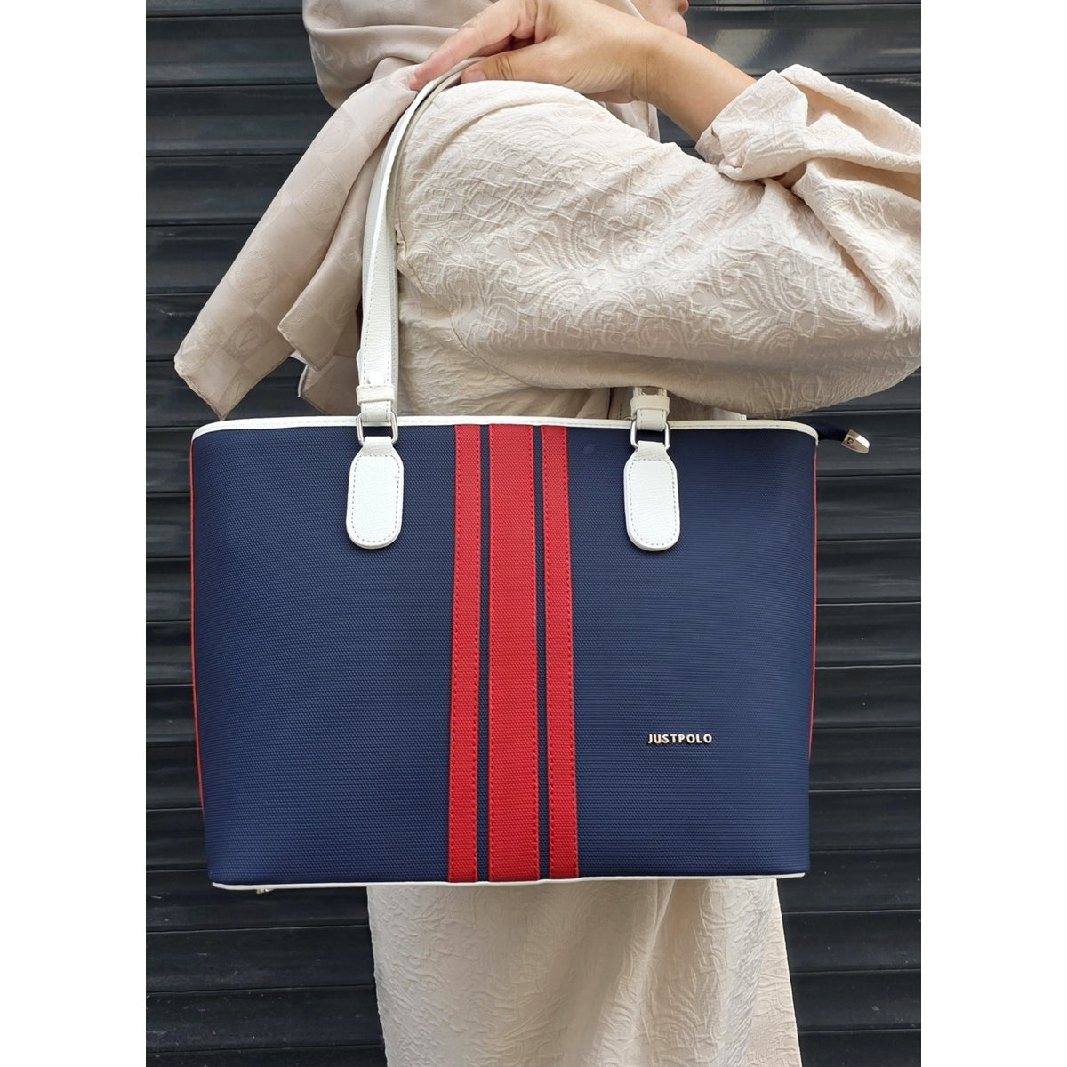 Just Polo JP Just Polo Women's Shoulder Bag Navy Blue - Red - White - MALLTURK