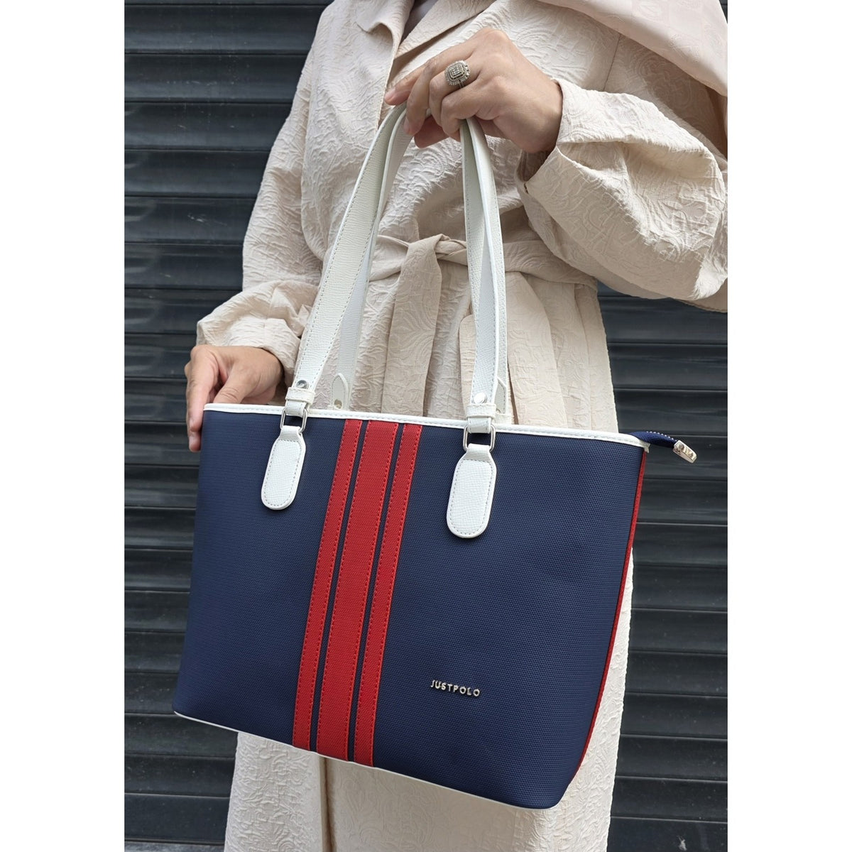 Just Polo JP Just Polo Women's Shoulder Bag Navy Blue - Red - White - MALLTURK