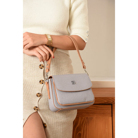 Just Polo Grey Women's Flap Shoulder Bag Gray - MALLTURK