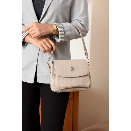 Just Polo Women's Flap Shoulder Bag JPM4041 Stone - MALLTURK