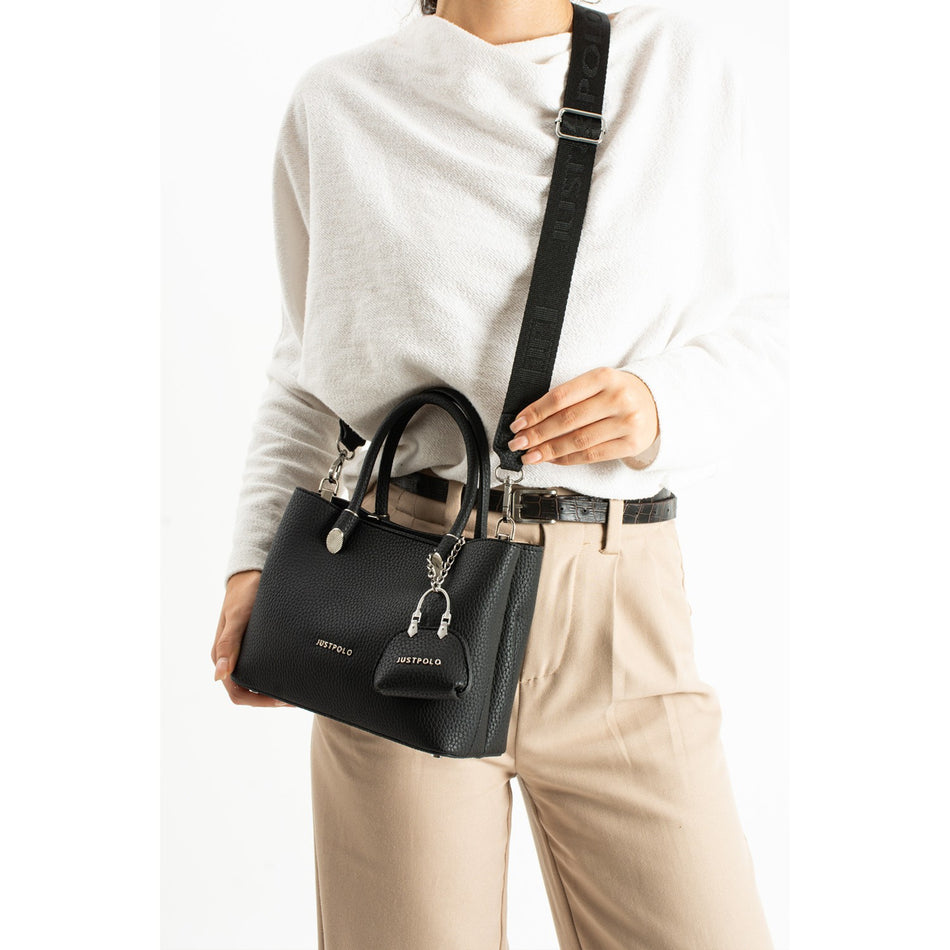 Just Polo Original Women's New Season 3-Compartment Luxury Soft Leather Adjustable Crossbody Stylish Shoulder Bag Navy Blue - MALLTURK