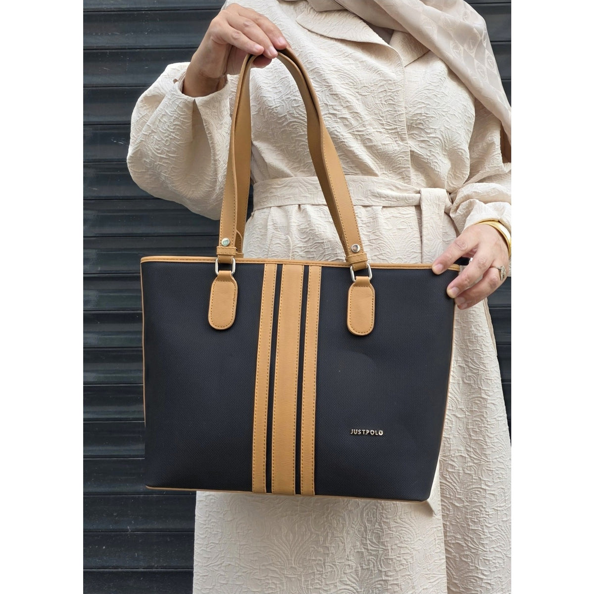 Just Polo JP Just Polo Women's Shoulder Bag Black - Tan - MALLTURK