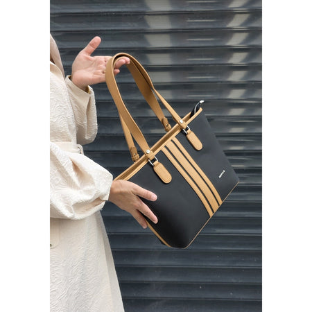 Just Polo JP Just Polo Women's Shoulder Bag Black - Tan - MALLTURK
