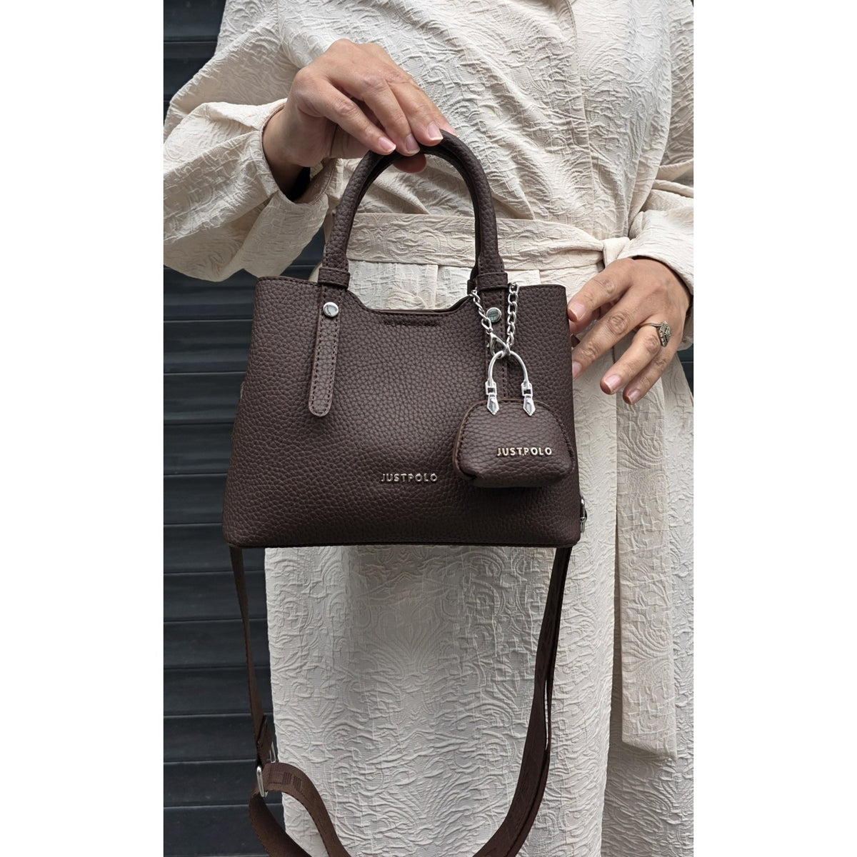 Just Polo Original Women's New Season 3-Compartment Luxury Soft Leather Adjustable Crossbody Stylish Shoulder Bag Brown - MALLTURK
