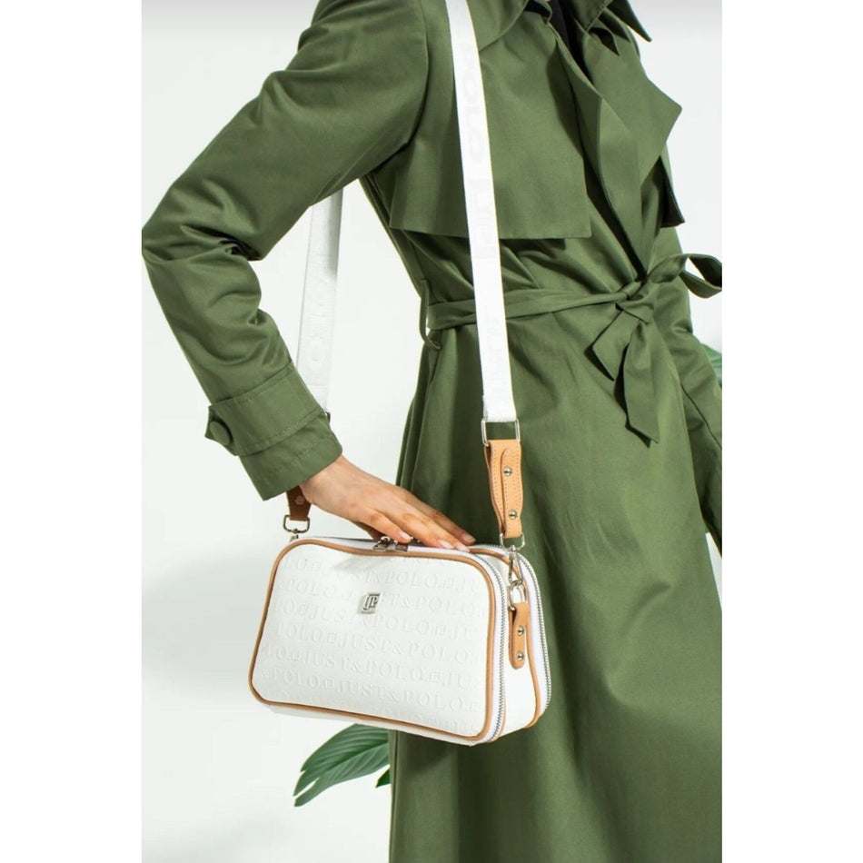 Just Polo Women's 3D Just & Polo Patterned Vegan Shoulder and Handbag 4023 White - MALLTURK
