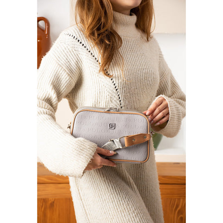 Just Polo Women's 3D Just & Polo Patterned Vegan Shoulder and Handbag SIZE: 16X26 cm Grey - MALLTURK