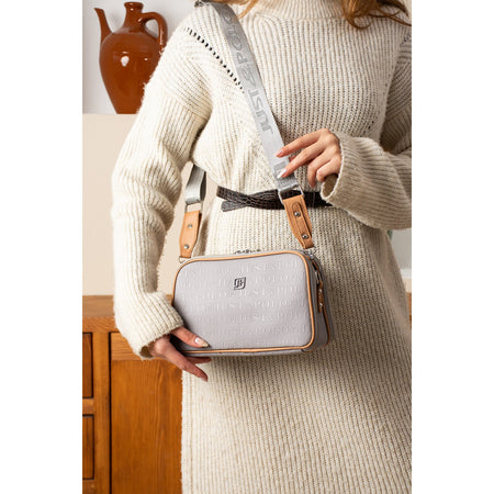 Just Polo Women's 3D Just & Polo Patterned Vegan Shoulder and Handbag SIZE: 16X26 cm Grey - MALLTURK
