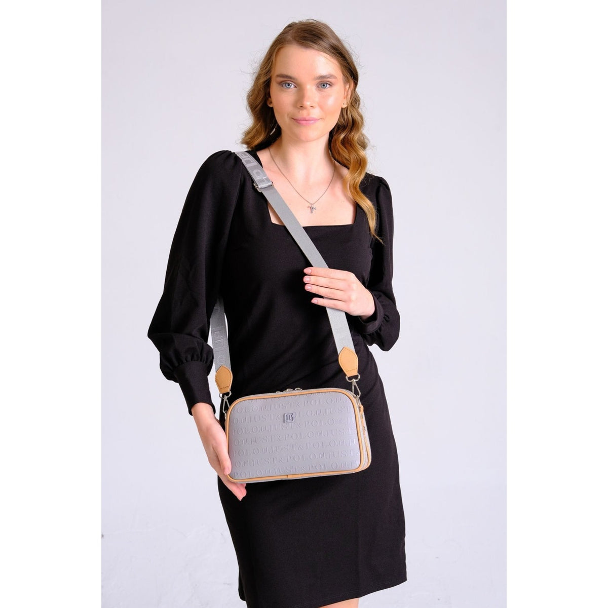 Just Polo Women's 3D Just & Polo Patterned Vegan Shoulder and Handbag SIZE: 16X26 cm Grey - MALLTURK