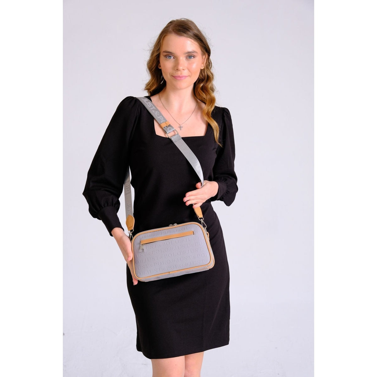 Just Polo Women's 3D Just & Polo Patterned Vegan Shoulder and Handbag SIZE: 16X26 cm Grey - MALLTURK