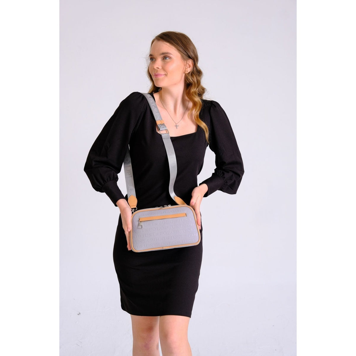Just Polo Women's 3D Just & Polo Patterned Vegan Shoulder and Handbag SIZE: 16X26 cm Grey - MALLTURK