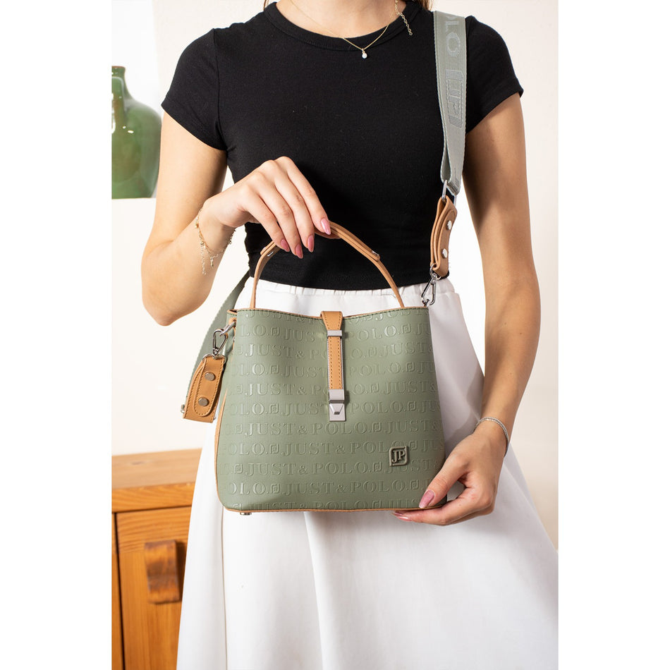 Just Polo Women's Hand and Shoulder Bag 2055A Faux Leather Cream Color Stylish Design and Easy to Use - MALLTURK