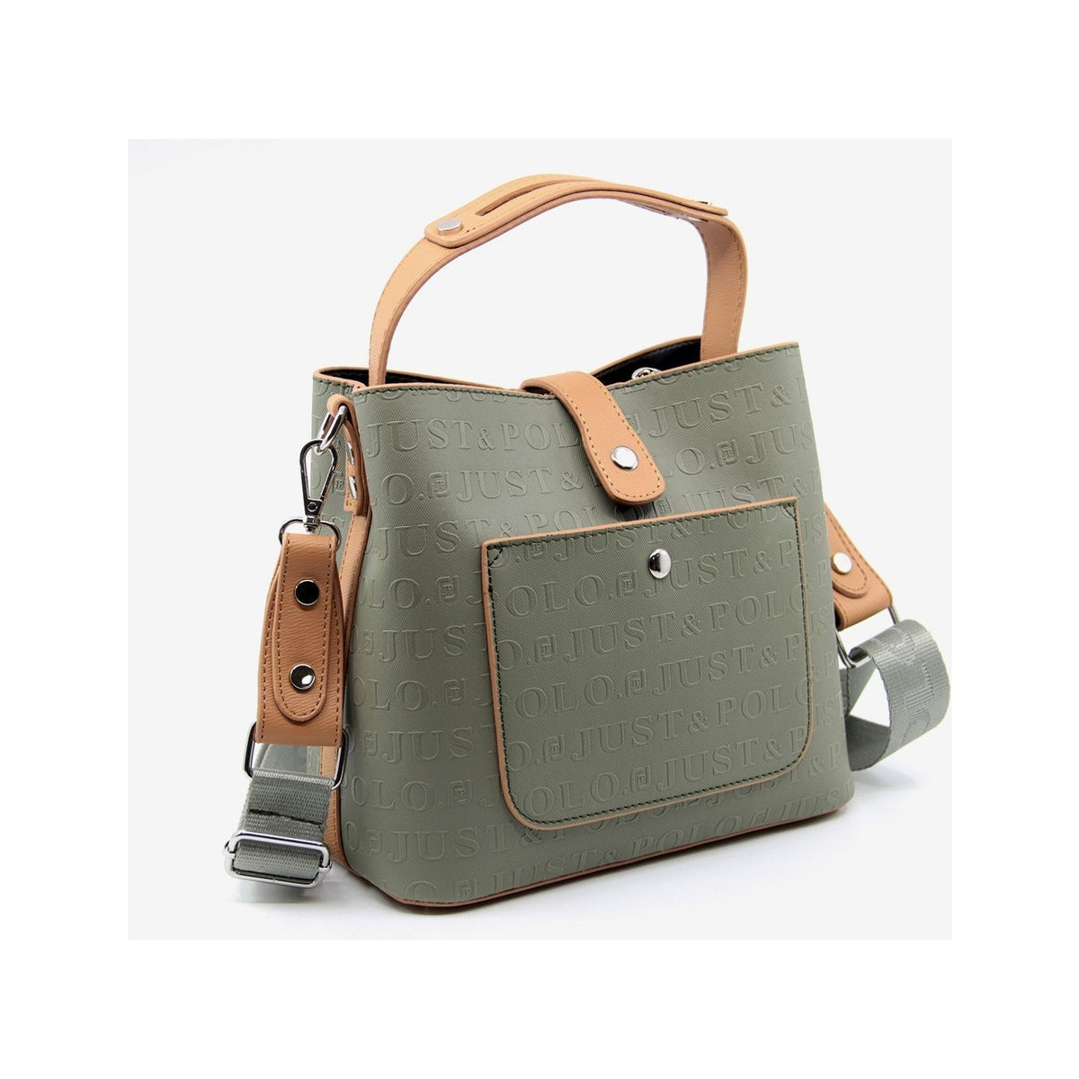 Just Polo Women's Hand and Shoulder Bag 2055A Faux Leather Cream Color Stylish Design and Easy to Use - MALLTURK