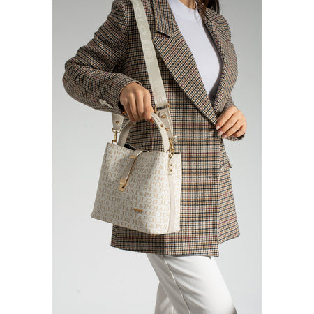 Just Polo Women's Hand and Shoulder Bag 2055A Faux Leather Cream Color Stylish Design and Easy to Use - MALLTURK
