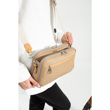 Just Polo Women's 3D Just & Polo Patterned Vegan Shoulder and Handbag 4023 Sand - MALLTURK