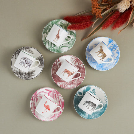 Karaca Jungle Turkish Coffee Cup Set for 6, 80 ml - MALLTURK
