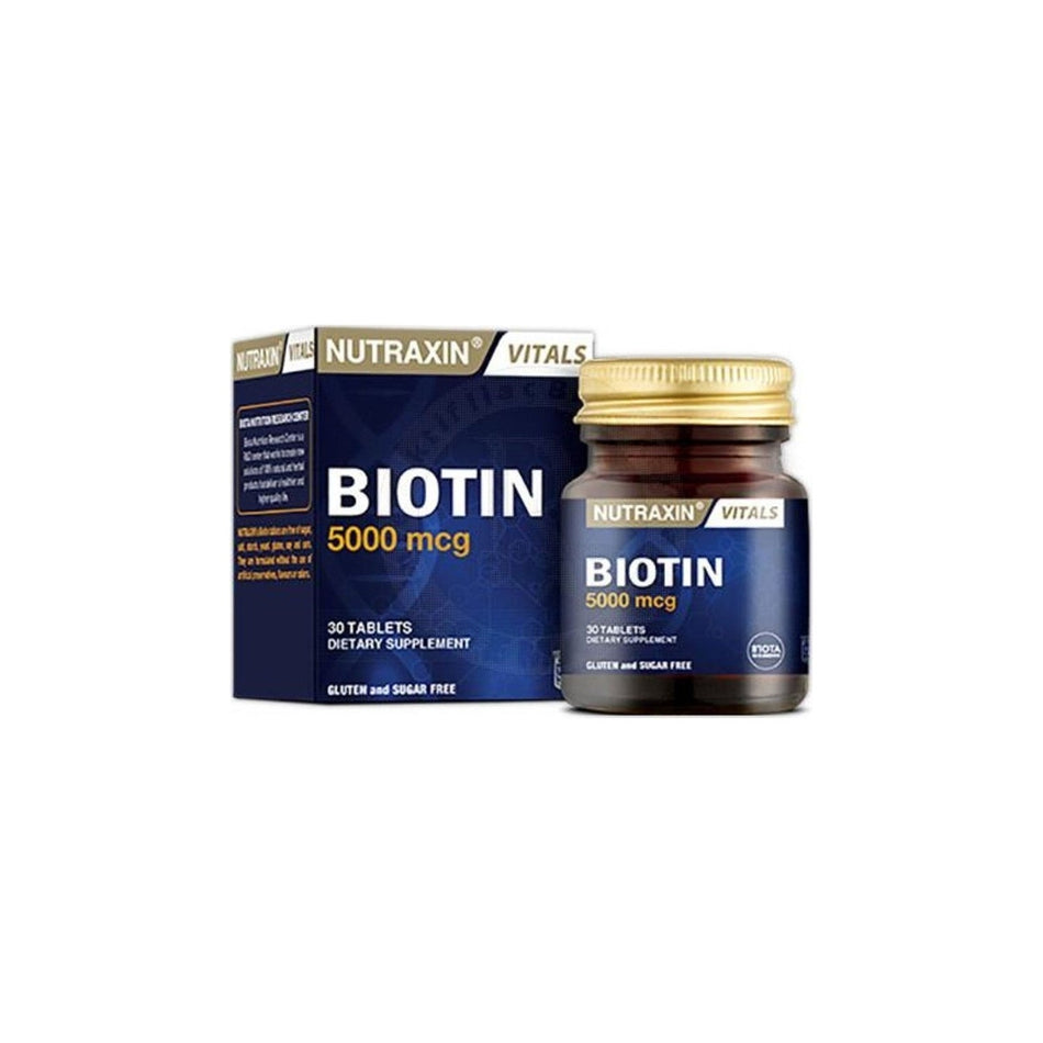 Nutraxin Biotin 5000 mcg 30 Tablet | Yuksek Potens B7 Vitamin - MALLTURK