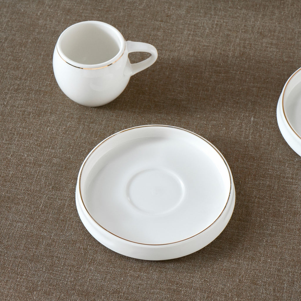 Karaca Sunset 12-Piece White Porcelain Turkish Coffee Cup Set for 6