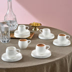 Karaca Sunset 12-Piece White Porcelain Turkish Coffee Cup Set for 6