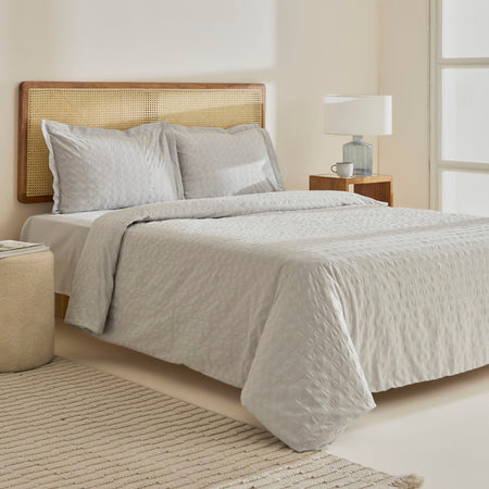 Karaca Home Perla Gofre %100 Cotton Double Duvet Cover Set Gray - MALLTURK