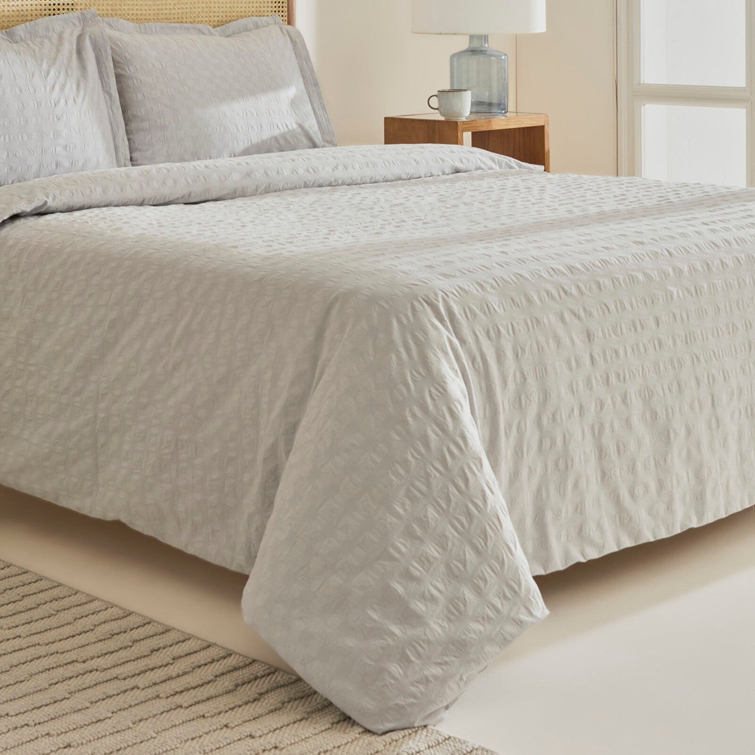 Karaca Home Perla Gofre %100 Cotton Double Duvet Cover Set Gray - MALLTURK