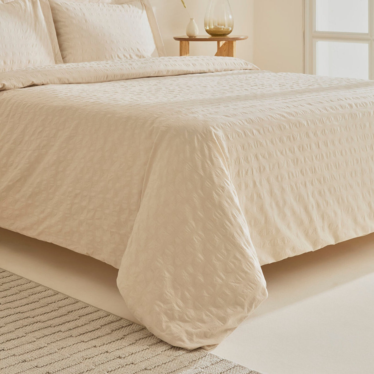 Karaca Home Perla Gofre %100 Cotton Double Duvet Cover Set Beige - MALLTURK