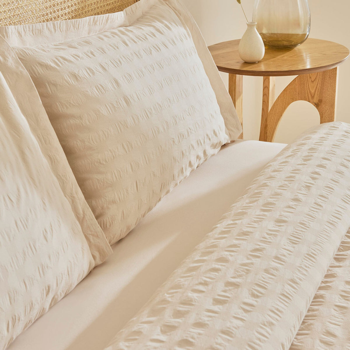 Karaca Home Perla Gofre %100 Cotton Double Duvet Cover Set Beige - MALLTURK